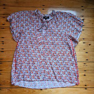 ME+EM Floral Peasant Blouse with Flutter Sleeves Size 10